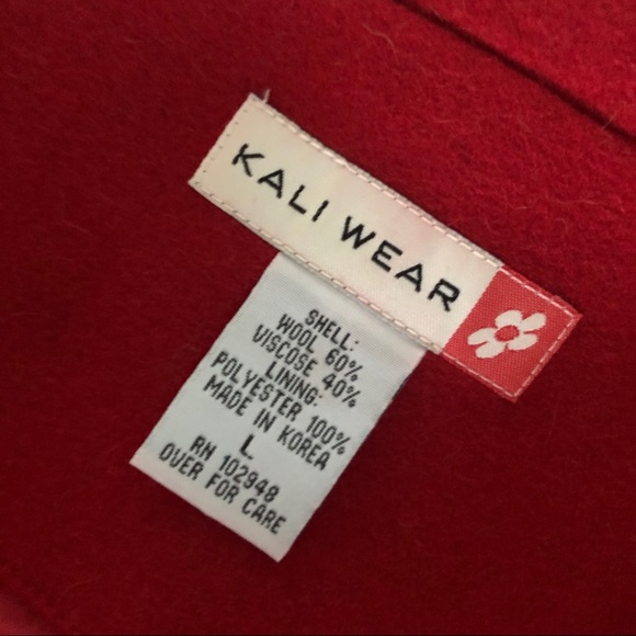 🌟SOLD⭐️Retro Style Red Peacoat W/Pockets Sz M/L - Picture 4 of 8